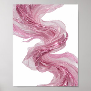 POSTER TISSU PAILLETÉ ROSE ARGENTÉ AVEC ÉCLATS