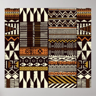 Poster tissu tribal africain, vintage abstrait.