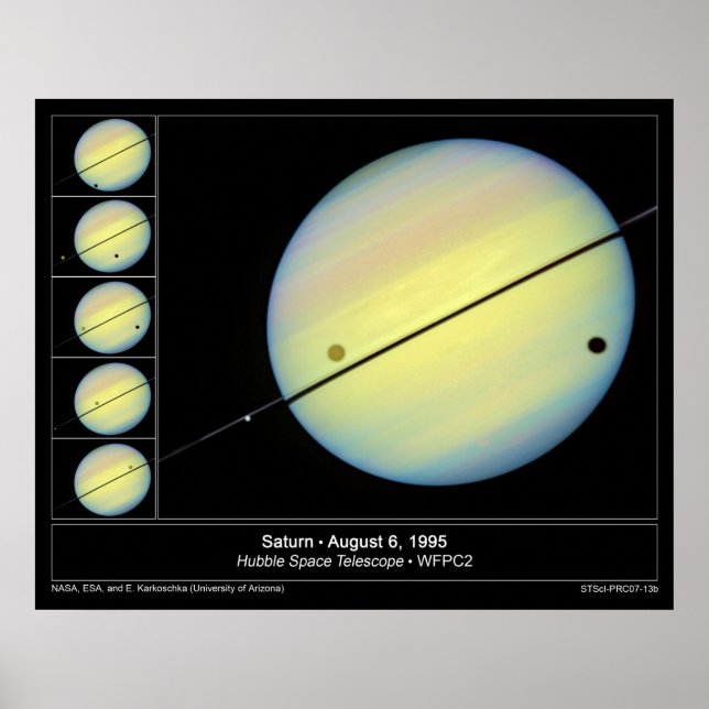 Poster Titan de la lune de Saturne passant par la planète (Devant)