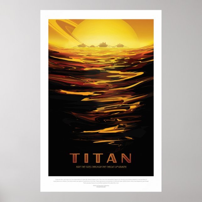 Poster Titan Moon de Saturn annonce de vacances espace to (Devant)