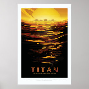 Poster Titan plus grande lune de la planète Saturne