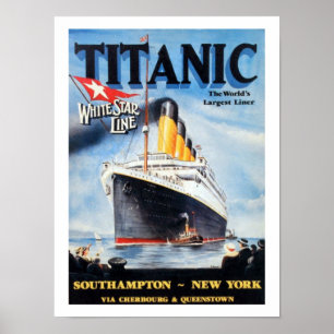 Poster Titanic White Star Line - Le plus grand Liner du m