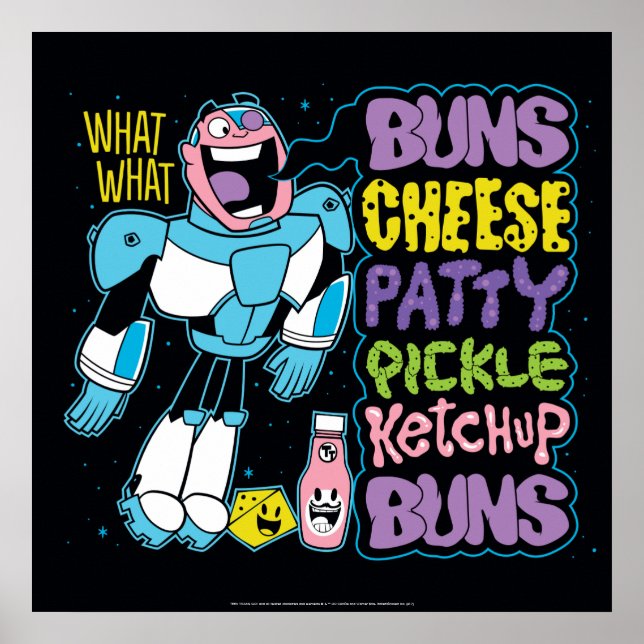 Poster Titans Ados, allez ! | Cyborg Burger Rap (Devant)