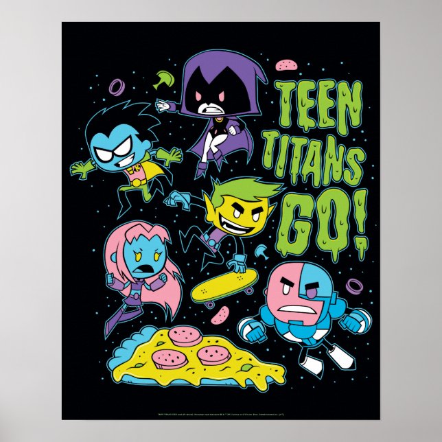 Poster Titans Ados, allez ! | Gnarly 90's Pizza Graphic (Devant)