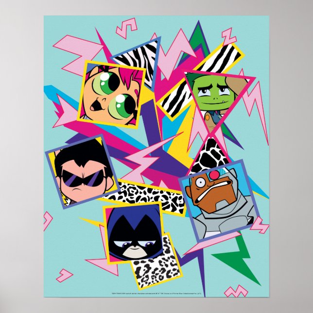Poster Titans Ados, allez ! | Retro 90's Group Collage (Devant)