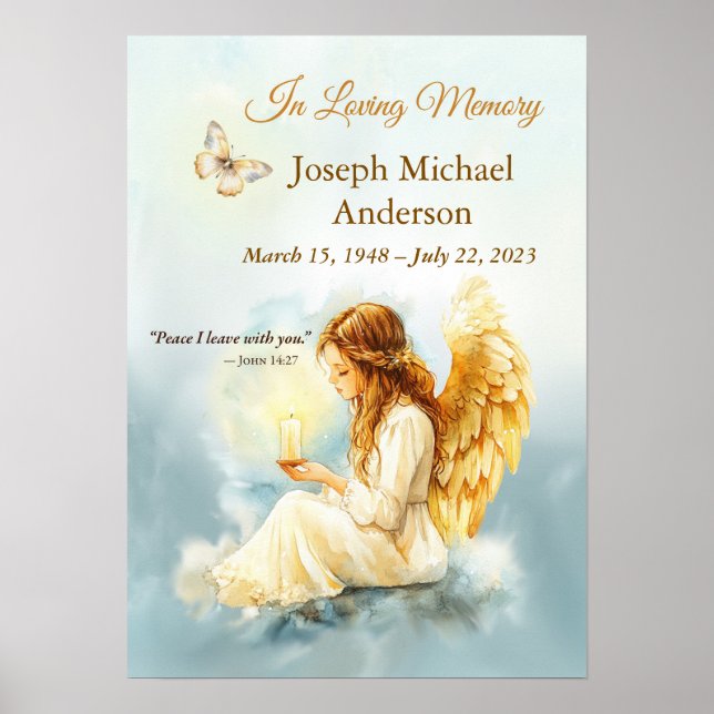 Poster Title: In Loving Memory Angel Candle – Custom Name (Devant)