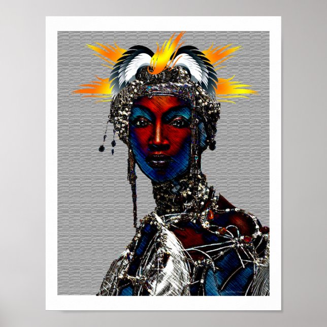 Poster Titre : Femme tribale africaine en tête de cérémon (Devant)