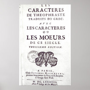Poster Titre 'Les Caracteres de Theophraste