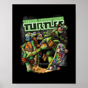 Poster Tmnt Ninjas Planche à roulettes Néon
