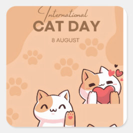 poster to celebrate international cat day quadratischer aufkleber