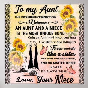 Poster To My Aunt Gift, Sunflower Gift From Niece