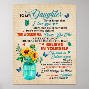 Poster To My Daughter Gift,Butterfly Lover,Sunflower Gift