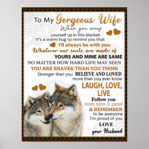 Poster To My Wolf Wife Birthday Gift, Couple Wedding Gift