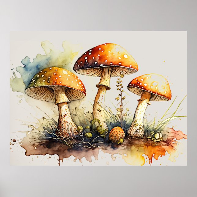 Poster Toadstool Champignons, Amanita muscaria (Devant)