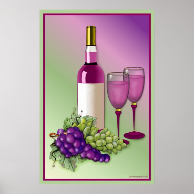 Poster Toast de vin et de raisins (Devant)