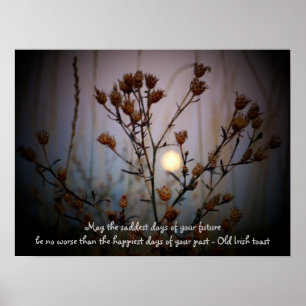 Poster Toast irlandais avec Pleine lune à travers Sage