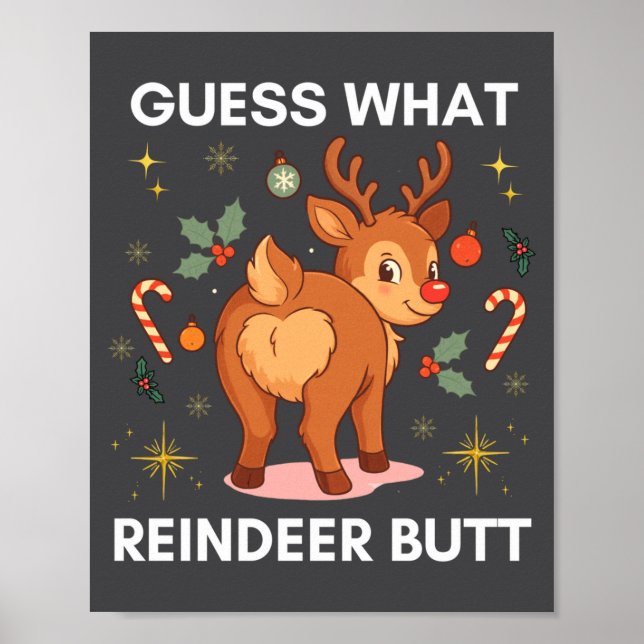 Poster Toddler Christmas Ugly Sweater Guess What Reindeer (Devant)