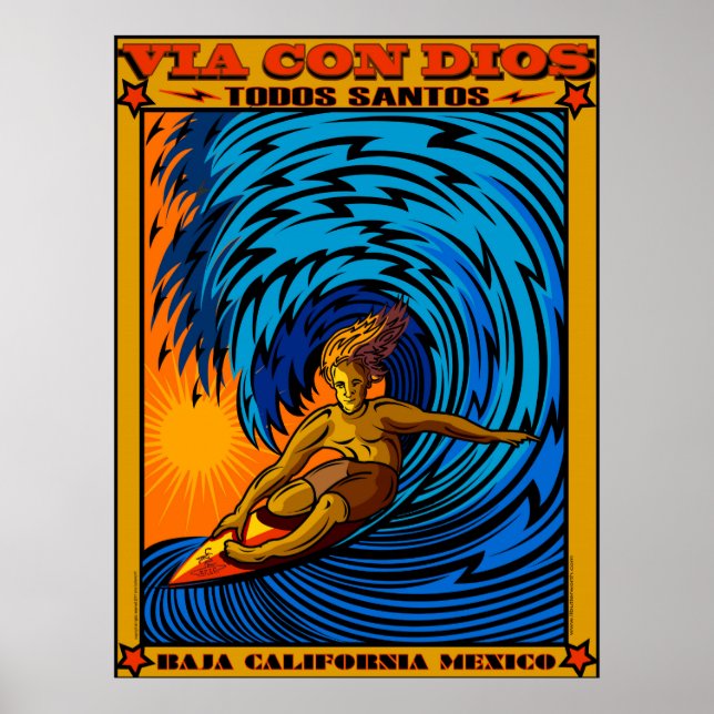 POSTER TODOS SANTOS SURF BAJA MEXICO (Devant)