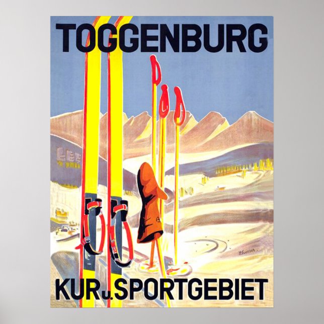 Poster Toggenburg, ski dans la neige, Suisse (Devant)