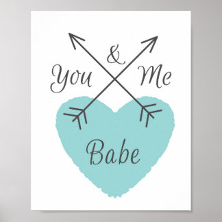 Poster Toi et moi Babe - Coeur Bleu