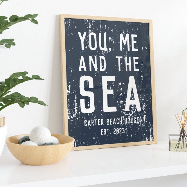 Poster Toi, moi et la mer Maison de plage personnalisée (Créateur téléchargé)