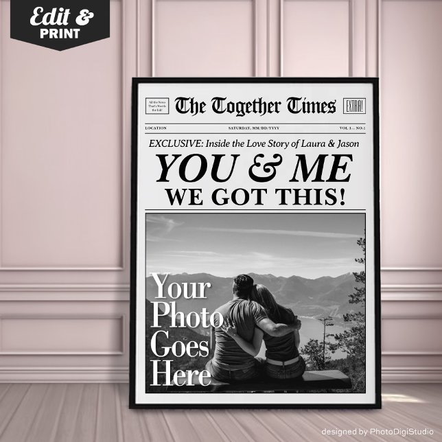 Poster Toi & Moi Nous Avons Cela Journal de Cadeau Person (You & Me We Got This Personalized Gift Newspaper Poster)