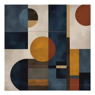 Poster Toile Abstraite Géométrique Moderne - Mi-Siècle In
