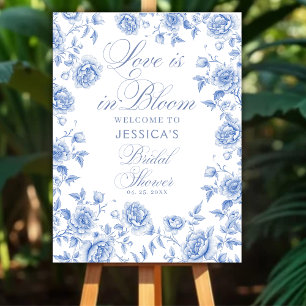 Poster Toile bleu Chinoiserie Fête des mariées Bienvenue