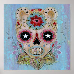 Poster Toile bleue de crâne de sucre