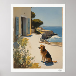 Poster Toile Chien Côtiers, Vue sur la Mer Golden Retriev