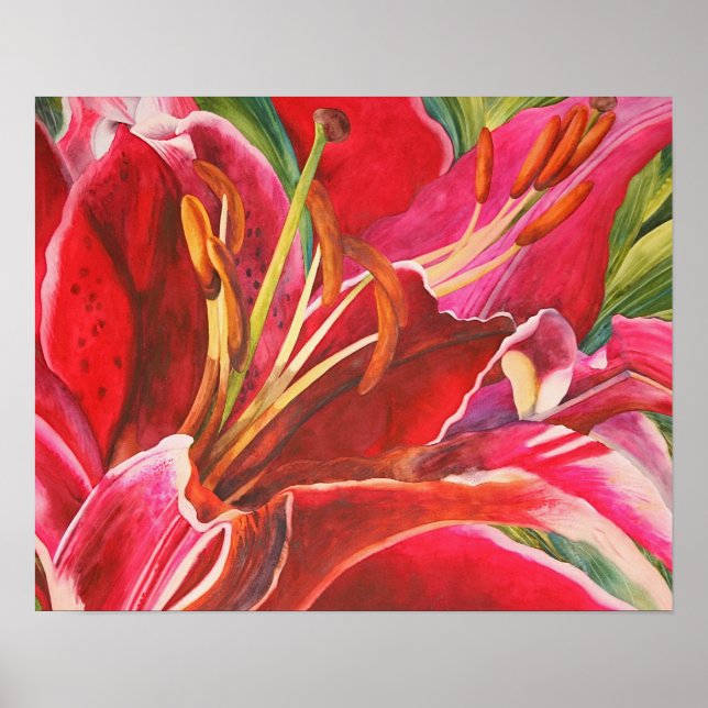 Poster Toile d'aquarelle rouge d'origine (Devant)