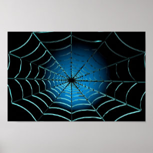 Poster Toile d'araignée bleu cool