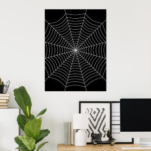 Poster Toile d'araignée noire et blanche Art d'Halloween