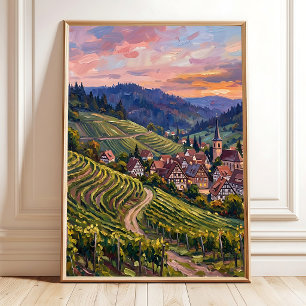 Poster Toile d'art impressionniste de la Forêt-Noire d'ét