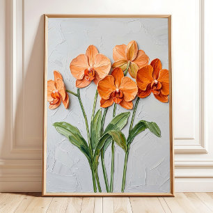 Poster Toile d'art Orange Orchidée