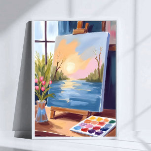 Poster Toile d'artiste Peinture à l'aquarelle pastel