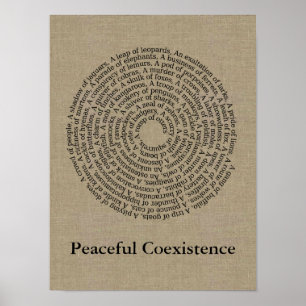 Poster Toile de Faux de noms de groupe animal/coexistence