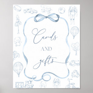 Poster Toile de Jouy Blue Nursery Cartes et cadeaux