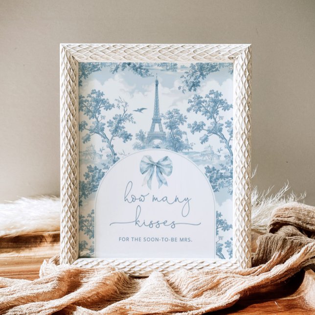 Poster Toile de jouy Bow combien de baisers douche nuptia (Créateur téléchargé)