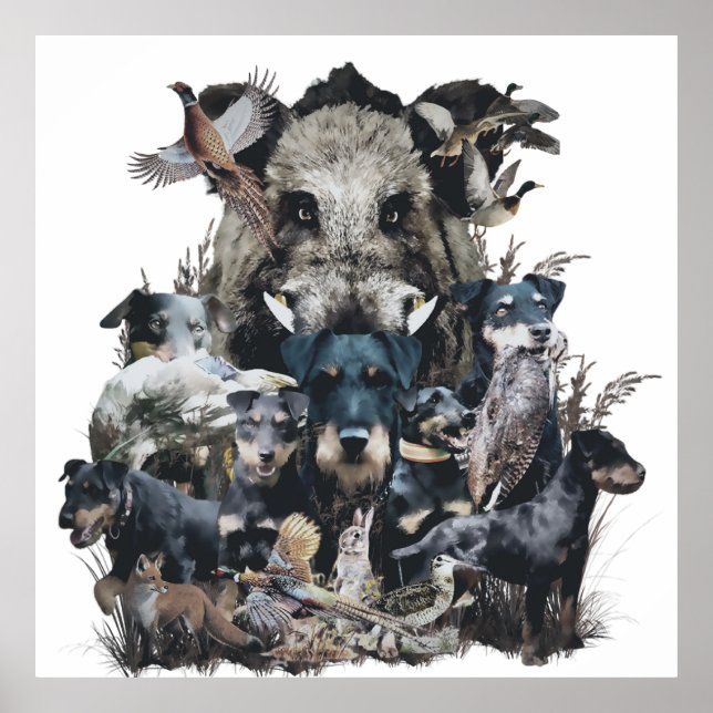 Poster toile de tapisserie Deutscher Jagdterrier Imprimer (Devant)