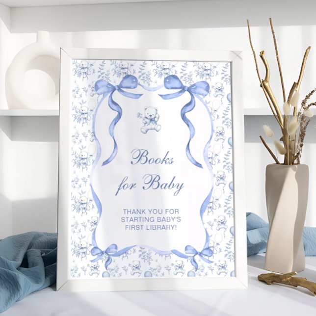 Poster Toile Floral Teddy Bear Livres pour bébé (Créateur téléchargé)