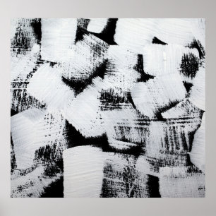Poster Toile peinte en noir blanc, abstraite.