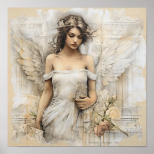 Poster Toile romantique multimédia mélangée avec un bel a