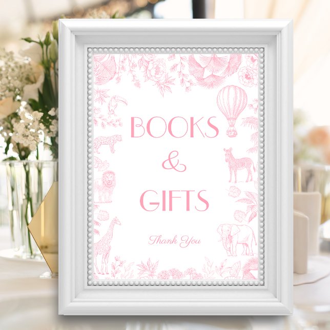Poster Toile rose de Jou Baby shower Livres et cadeaux (Créateur téléchargé)