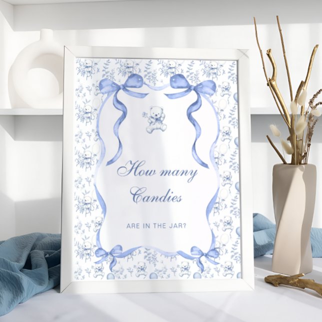 Poster Toile Teddy Bear Bow Devine Combien de bonbons (Créateur téléchargé)