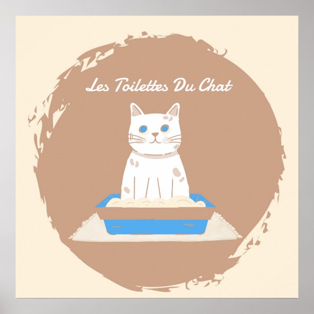 Poster, Toiletten aus Chat, weiße Katze Poster (Vorne)