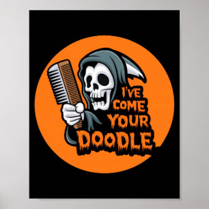 Poster Toiletteur drôle d'Halloween venu pour chien doodl