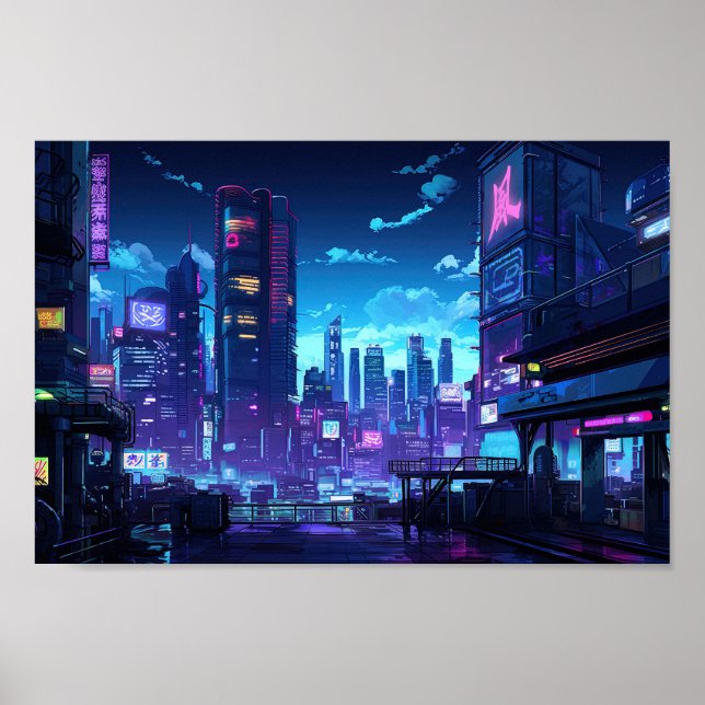 Poster Toit Cyberpunk Tokyo (Devant)