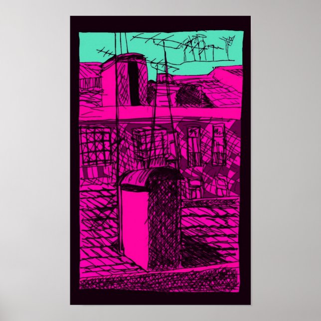 Poster toit en lisbonne (Devant)