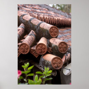 Poster Toit en tuiles de maison okinawaïenne